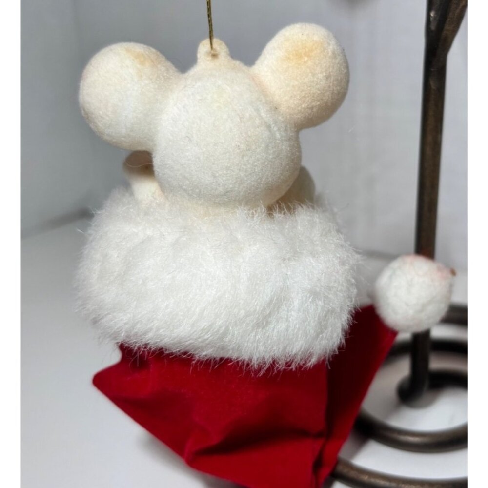 Vintage Flocked Mouse Ornament Peek-A-Boo Christmas Decor - Picture 3 of 4
